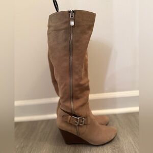BCBG Tan Wedge Boots